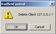 'delete client ADDRESS?' message