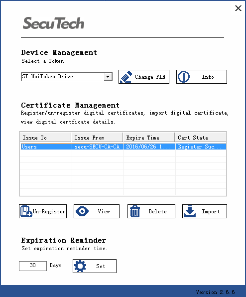 deregistering a UniMate certificate