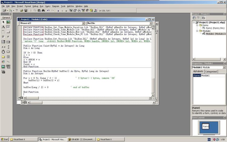 Visual Basic declaring UniKey functions