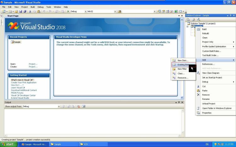 Visual Studio add existing items