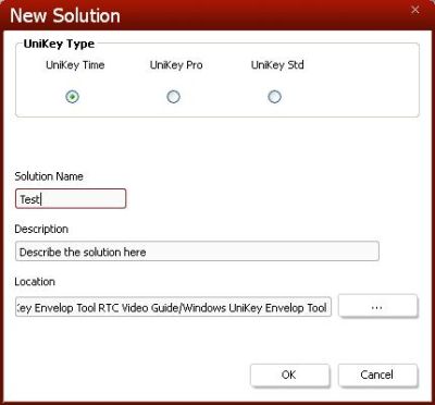 UniKey Enveloper new solution window