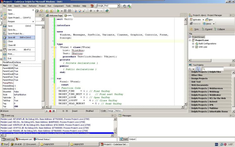 CodeGear Delphi Save All button