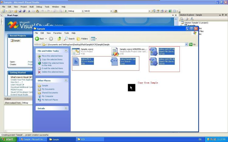 Visual Studio copying files across
