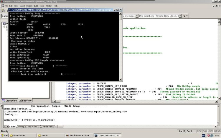 Visual Fortran runtime output