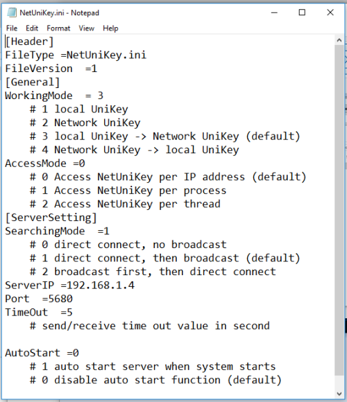 UniKey Network Assist NetUniKey.ini content